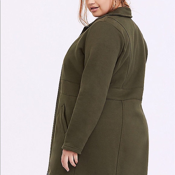 Nwt Torrid size 2 olive Fleece dual zip Jacket - Picture 3 of 4